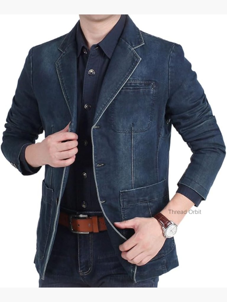 Slim Fit Casual Blazer - Denim Suit Jacket Sport Coat